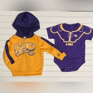 Russell & Gen 2 Baby Clothes Zip Up Jacket Hood Football Bodysuit size 18 Months